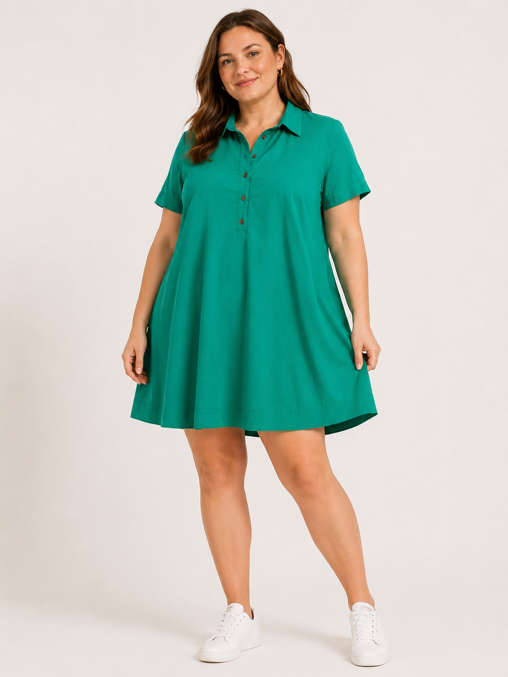 Anthropologie Pollie Swing Tunic Mini Dress XL Green Cotton Pockets